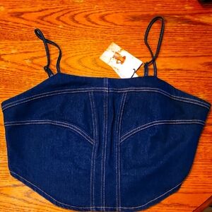 Denim Blue XL Junior's Crop Top